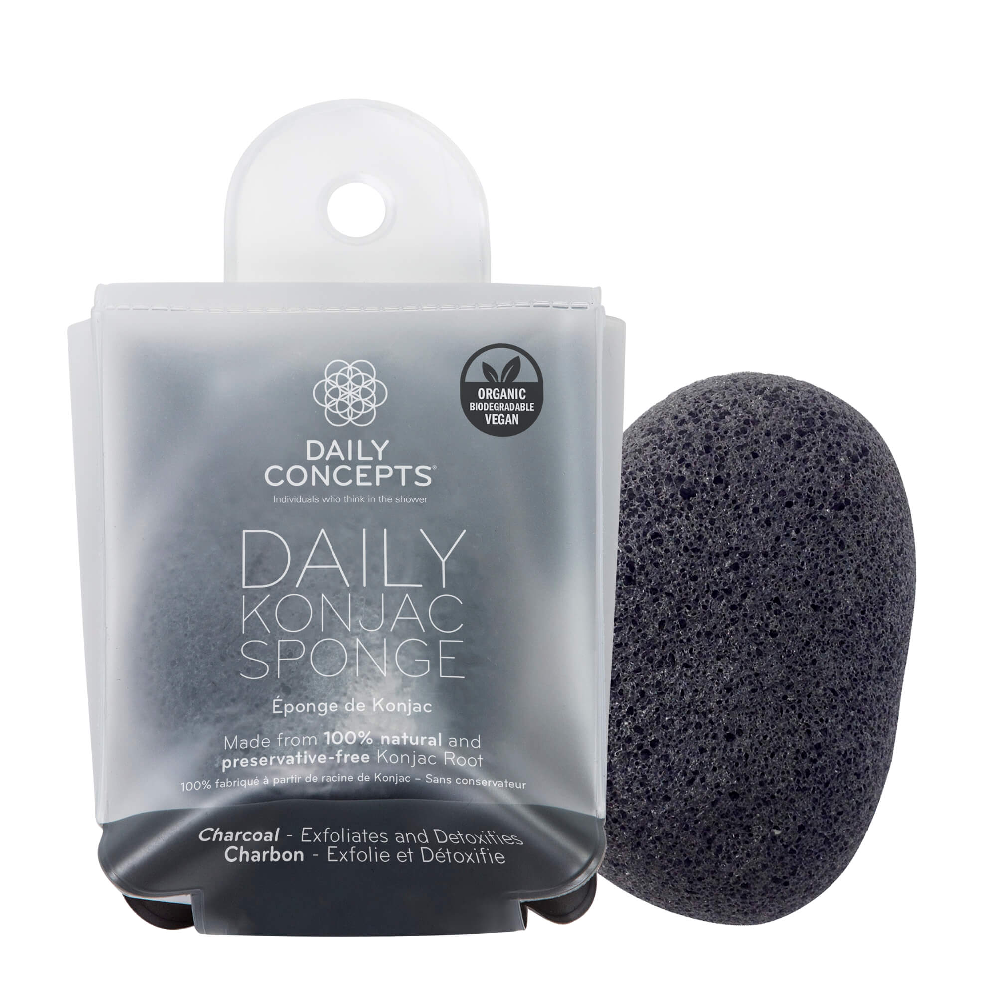 Daily Konjac Sponge - Charcoal Daily Concepts - Luxury Spa Goods