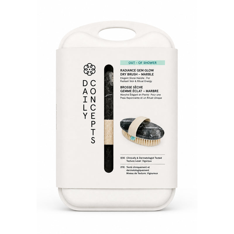 Dry brush with handcrafted marble stone handle and natural bristles.