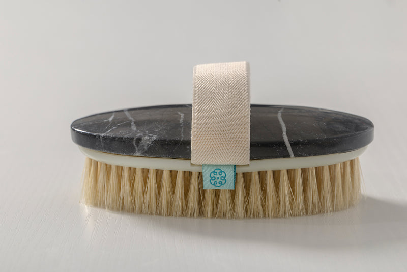 Dry brush with handcrafted marble stone handle and natural bristles.